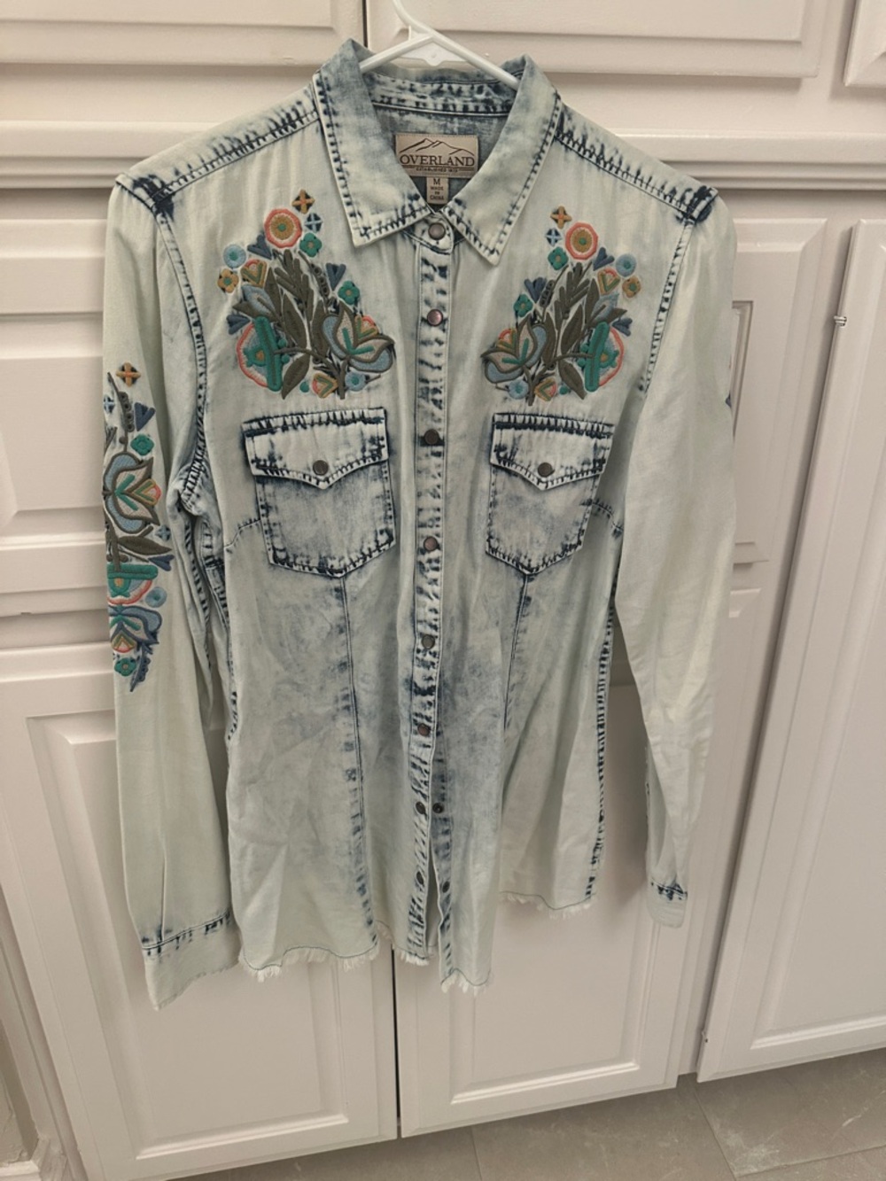 Light Wash Embroidered Button-Down Shirt